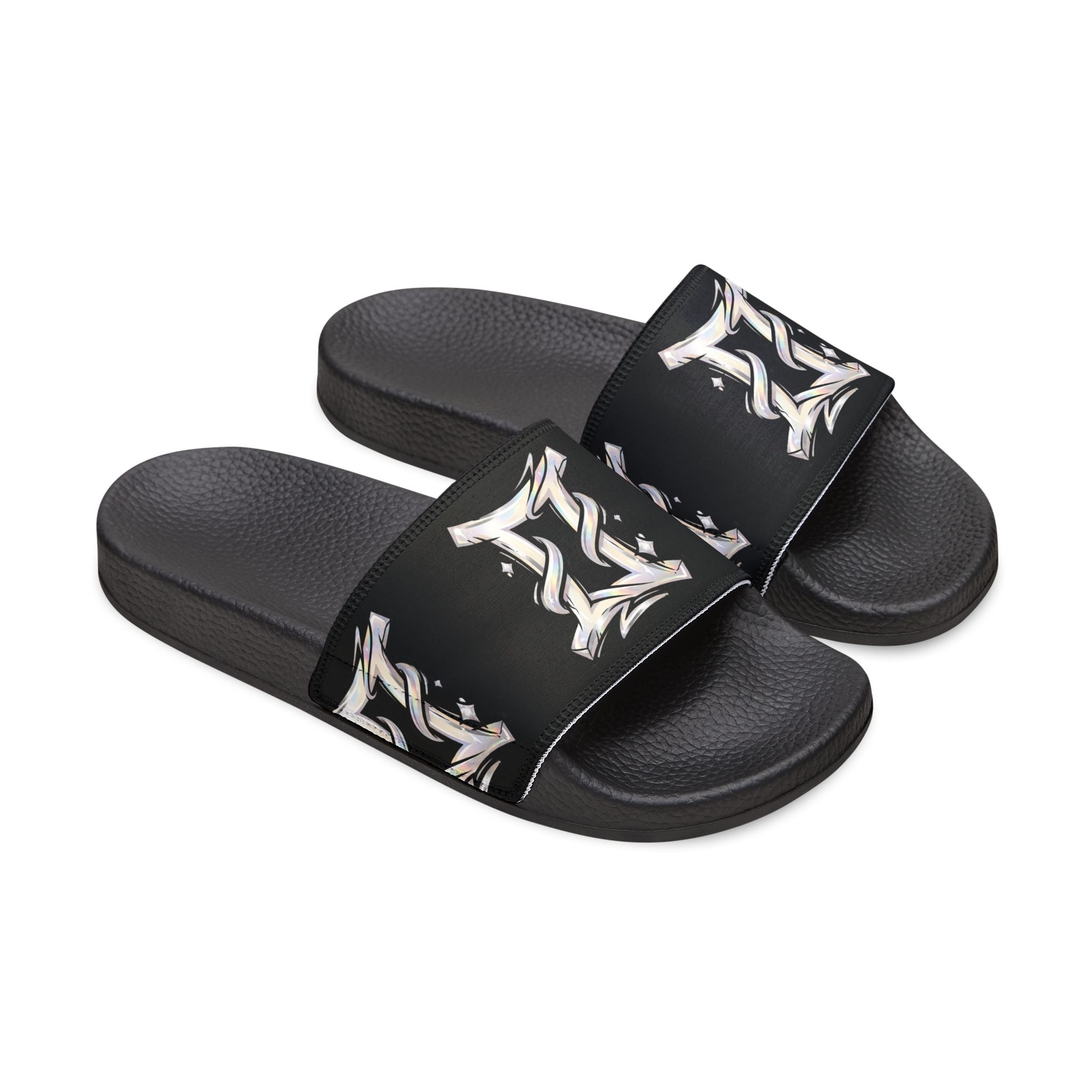 Men's Removable-Strap Sandals — Black Artistic Slide with Gemini Graphic