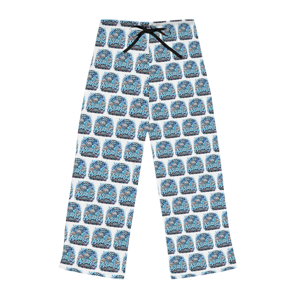Women's Pajama Pants - All-Over 'Good Night' Blue Sleepy Moon Pattern Aquarius
