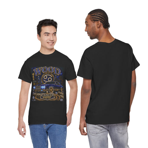 Cancer Zodiac T-Shirt — 'Wood' Vintage Astrological Car Graphic