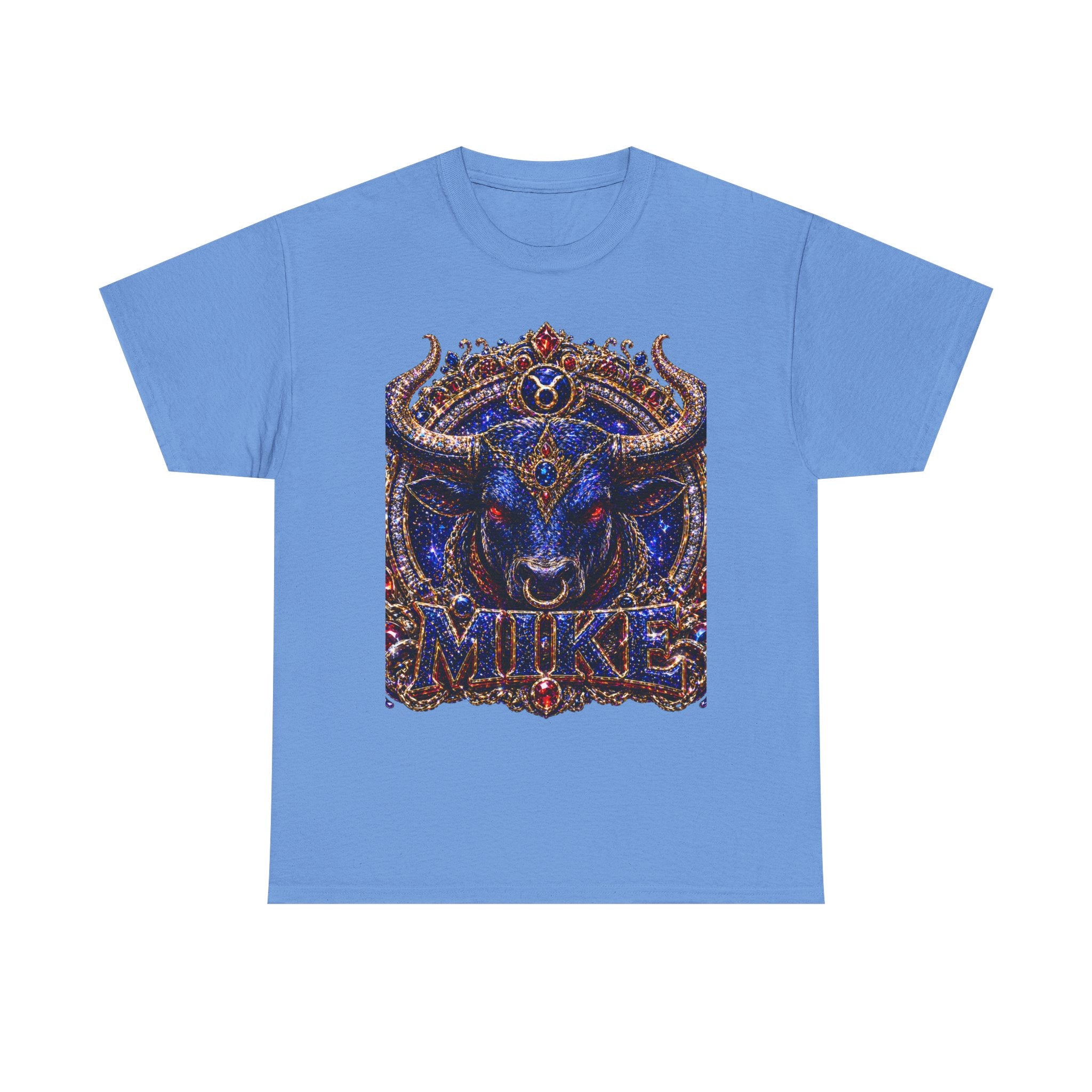 Embellished Bull Head Mike Tee | Ornate Mythic Bull Graphic Shirt