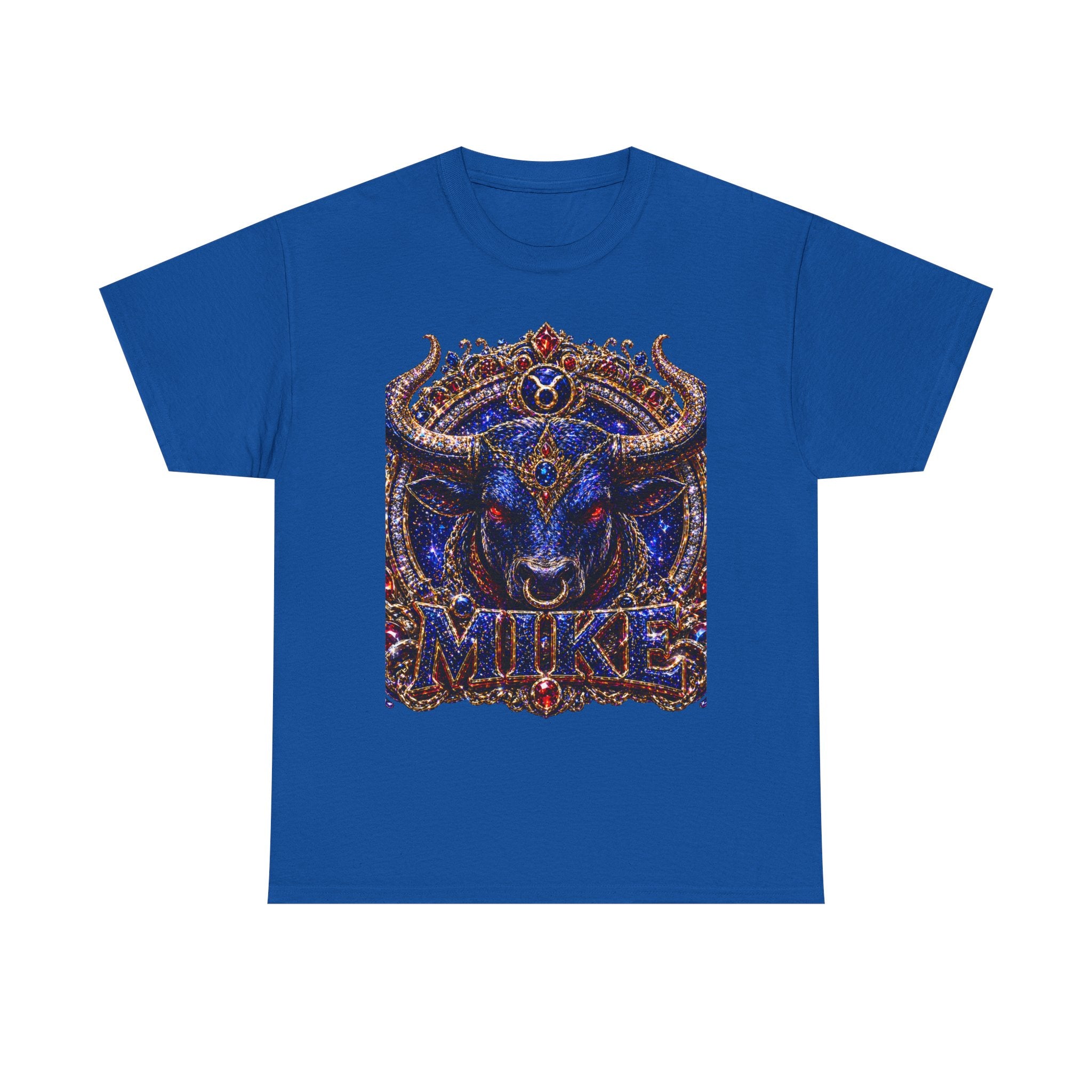 Embellished Bull Head Mike Tee | Ornate Mythic Bull Graphic Shirt