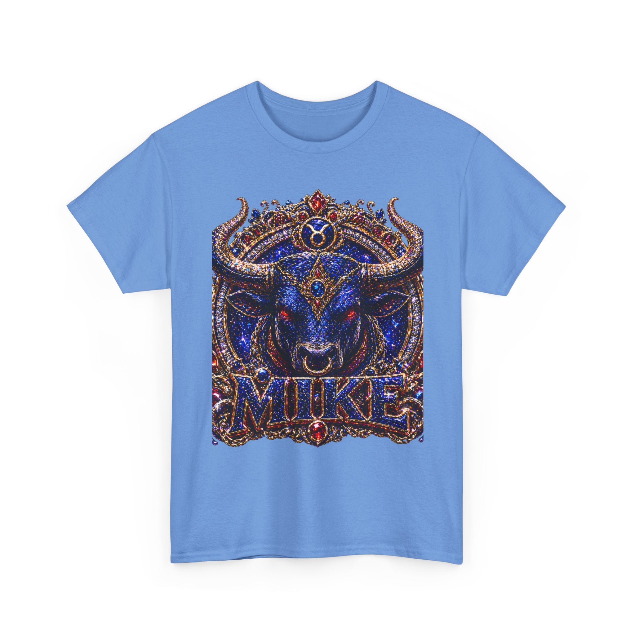 Embellished Bull Head Mike Tee | Ornate Mythic Bull Graphic Shirt