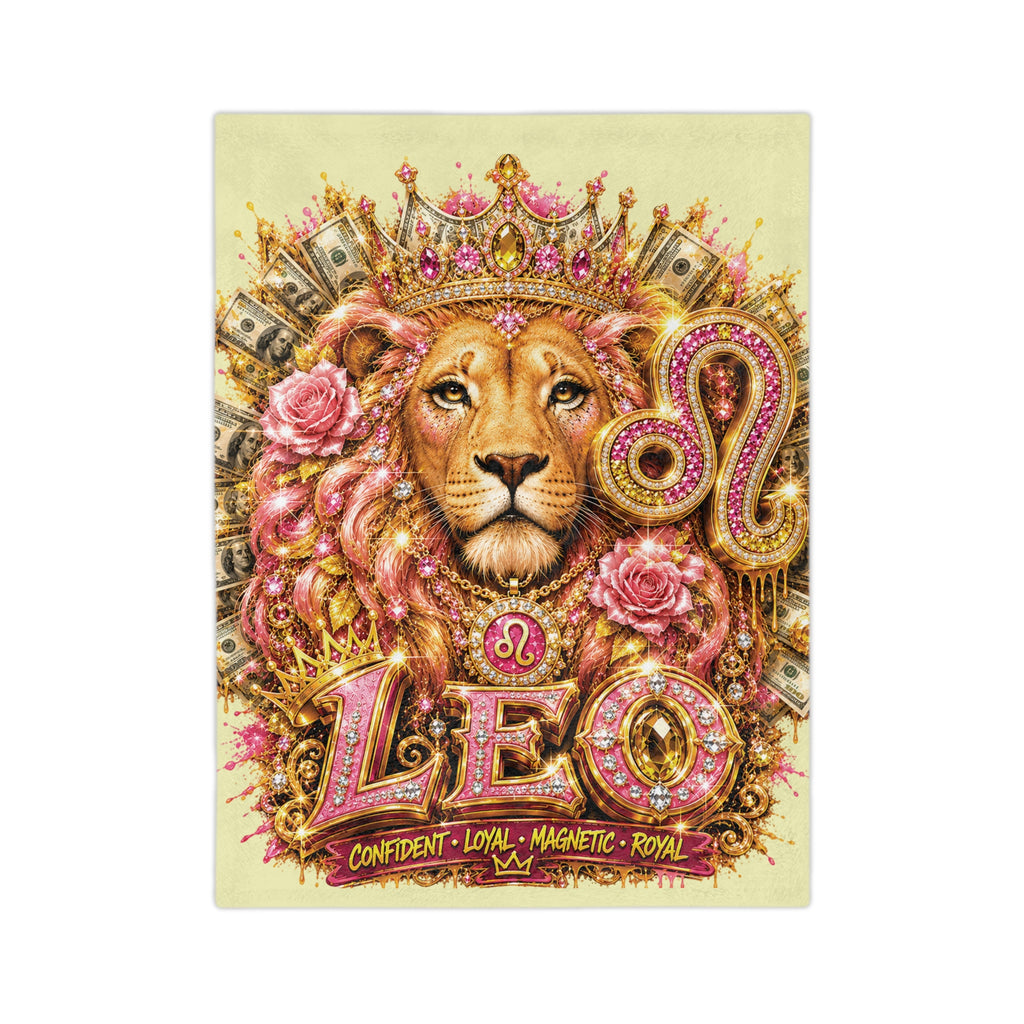 Leo Zodiac Velvet Blanket — Regal Lion Astrology Throw (Confident • Loyal • Magnetic • Royal)