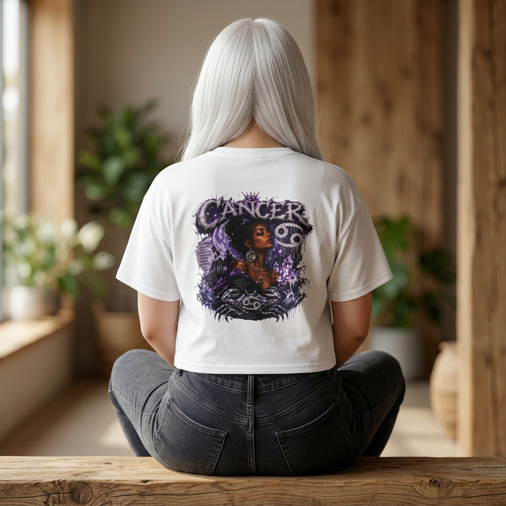 Cancer Zodiac Crop Tee — Women's Astrology Graphic Top