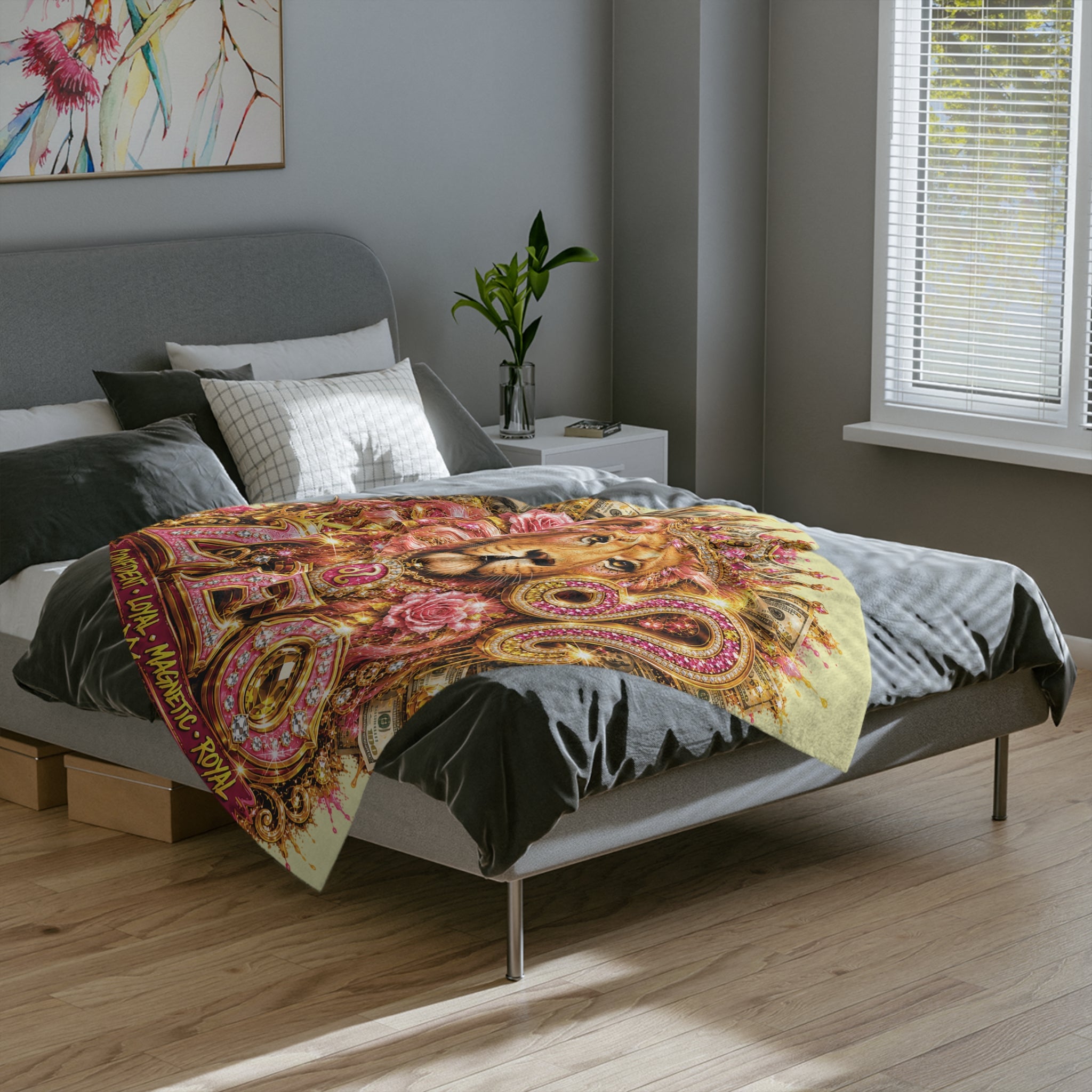 Leo Zodiac Velvet Blanket — Regal Lion Astrology Throw (Confident • Loyal • Magnetic • Royal)
