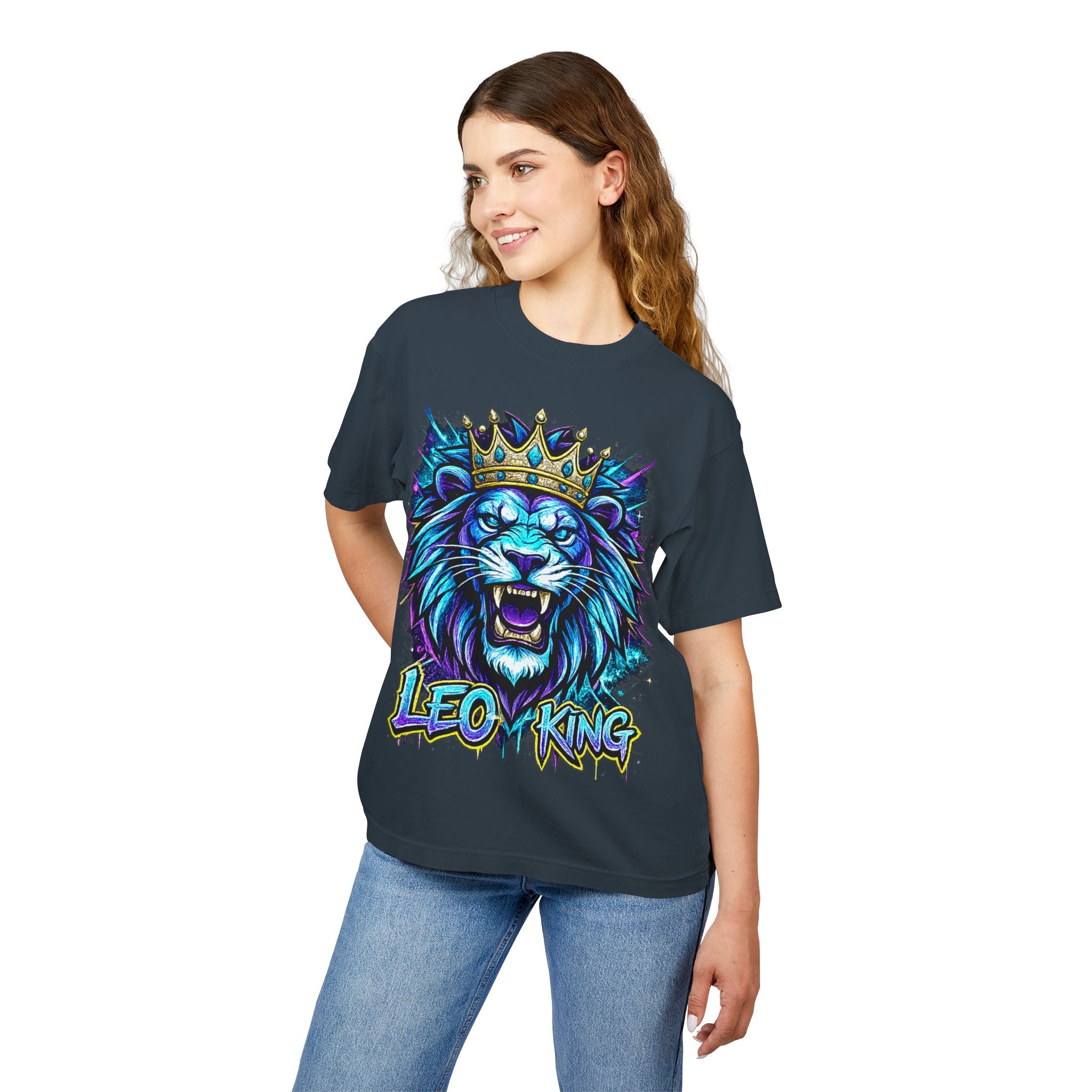 Leo King Lion Graphic Tee — Bold Crowned Lion Streetwear T-Shirt