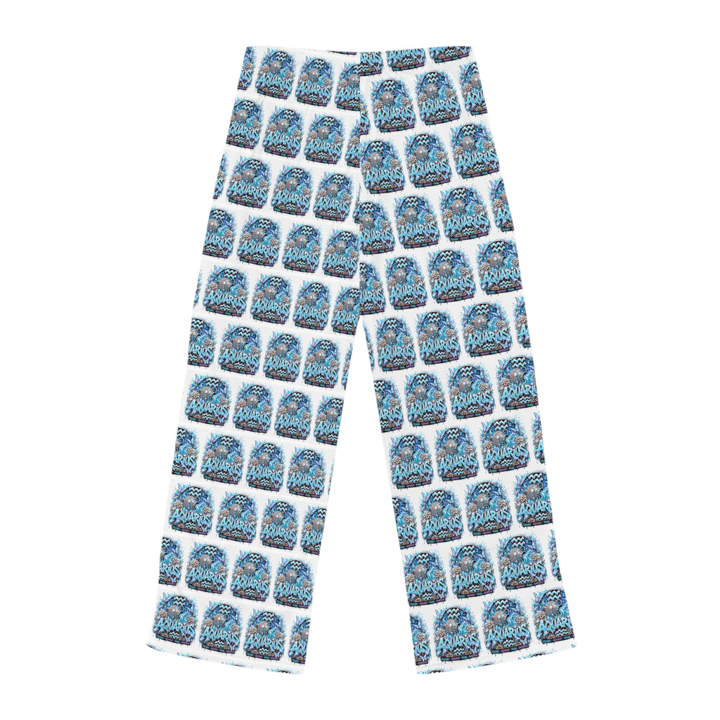 Women's Pajama Pants - All-Over 'Good Night' Blue Sleepy Moon Pattern Aquarius