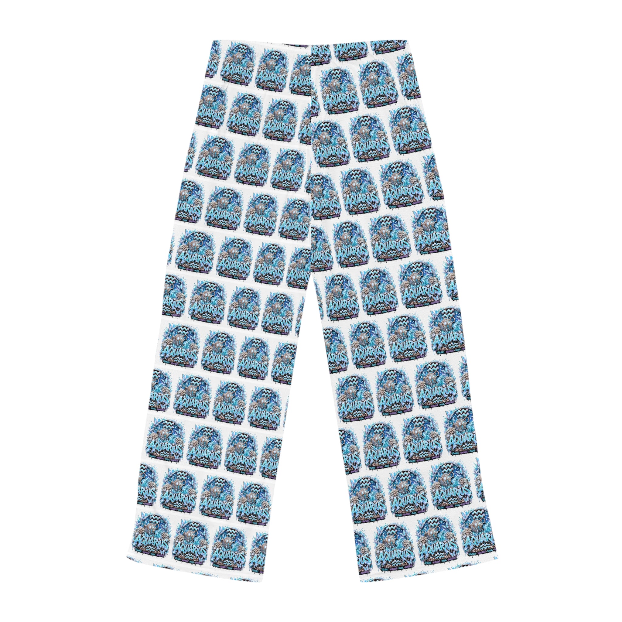 Women's Pajama Pants - All-Over 'Good Night' Blue Sleepy Moon Pattern Aquarius