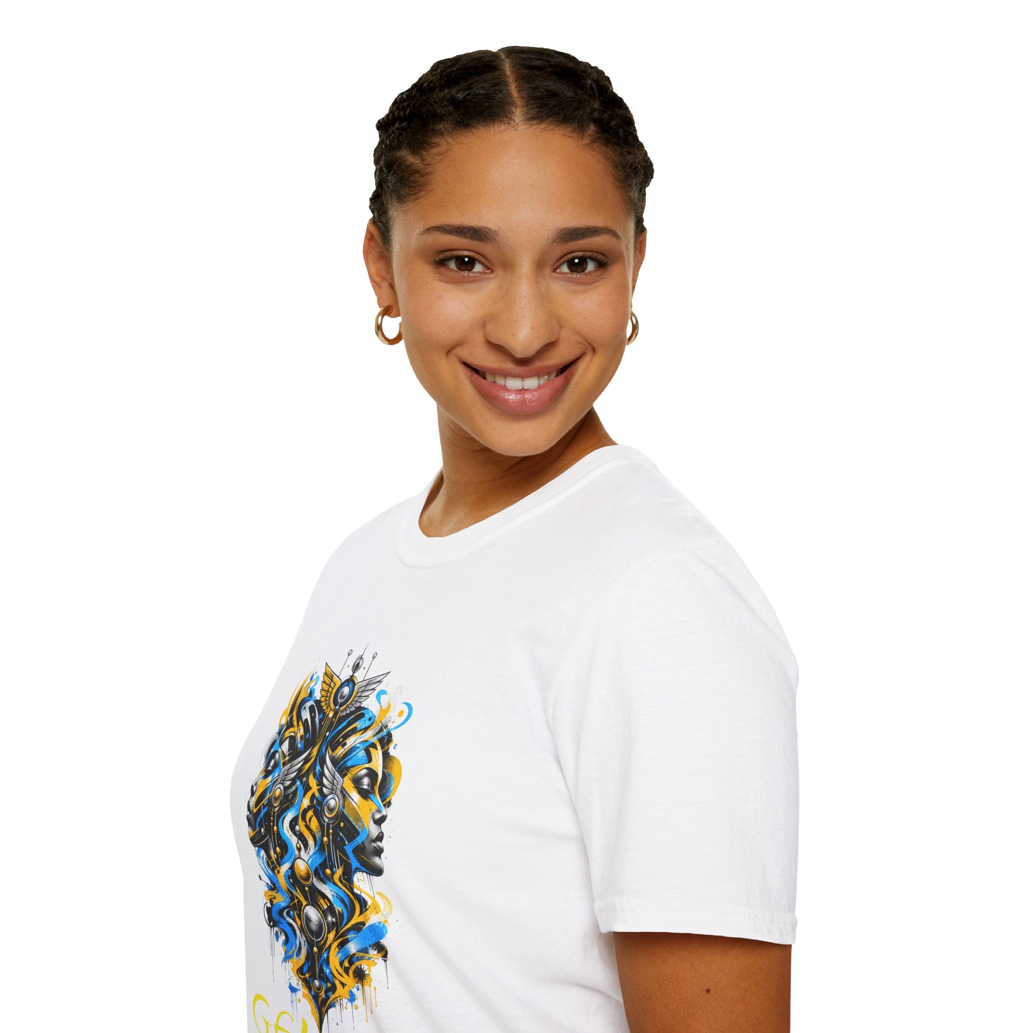 Gemini Zodiac T-Shirt — Dual Faces Abstract Astrology Tee