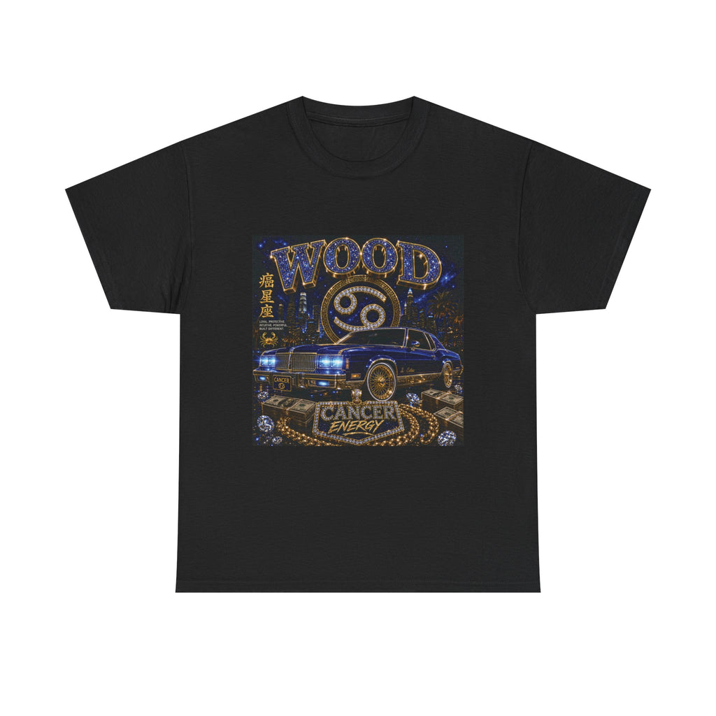 Cancer Zodiac T-Shirt — 'Wood' Vintage Astrological Car Graphic