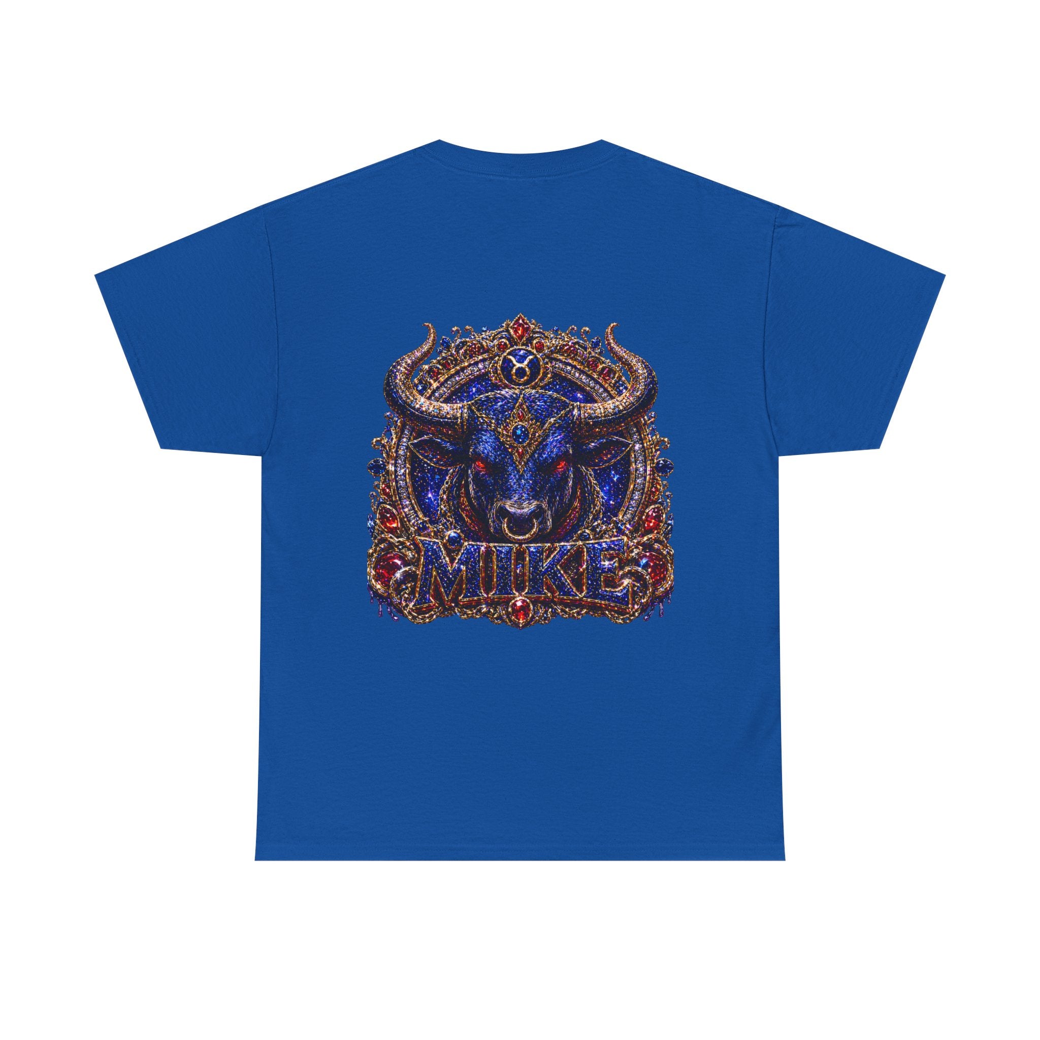 Embellished Bull Head Mike Tee | Ornate Mythic Bull Graphic Shirt