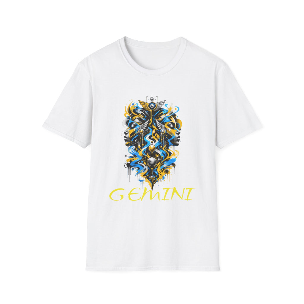 Gemini Zodiac T-Shirt — Dual Faces Abstract Astrology Tee