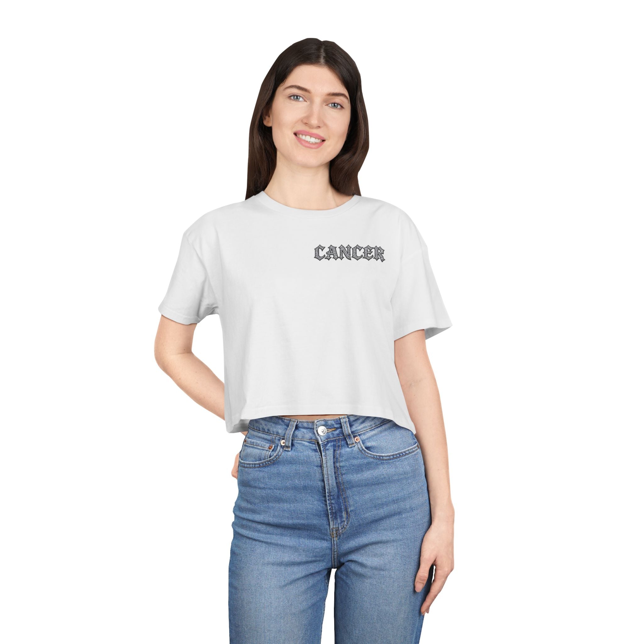 Cancer Zodiac Crop Tee — Women's Astrology Graphic Top
